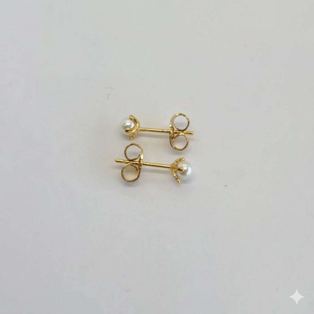 (1-1019) Pendientes de Perlas Laminadas en Oro - BGO