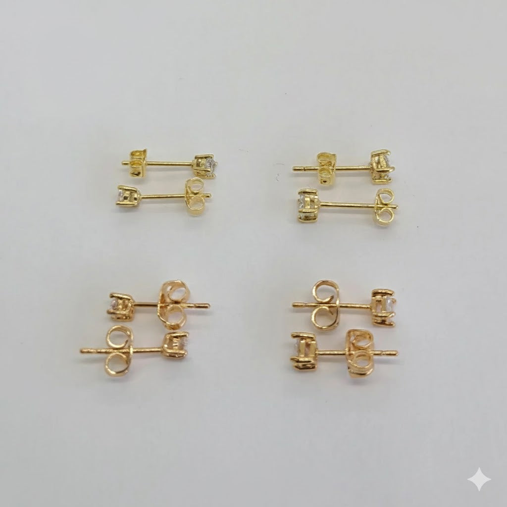 (1-1079) Pendientes de circonita laminada en oro - BGO