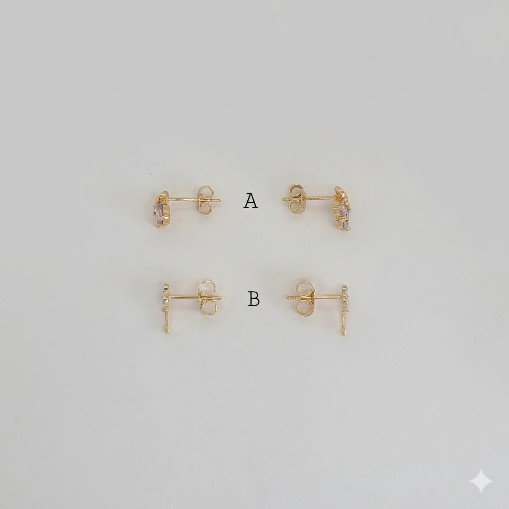 (1-1132) Laminado de Oro - Pendientes de Botón - BGO