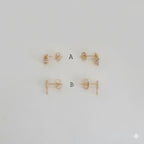 (1-1132) Laminado de Oro - Pendientes de Botón - BGO