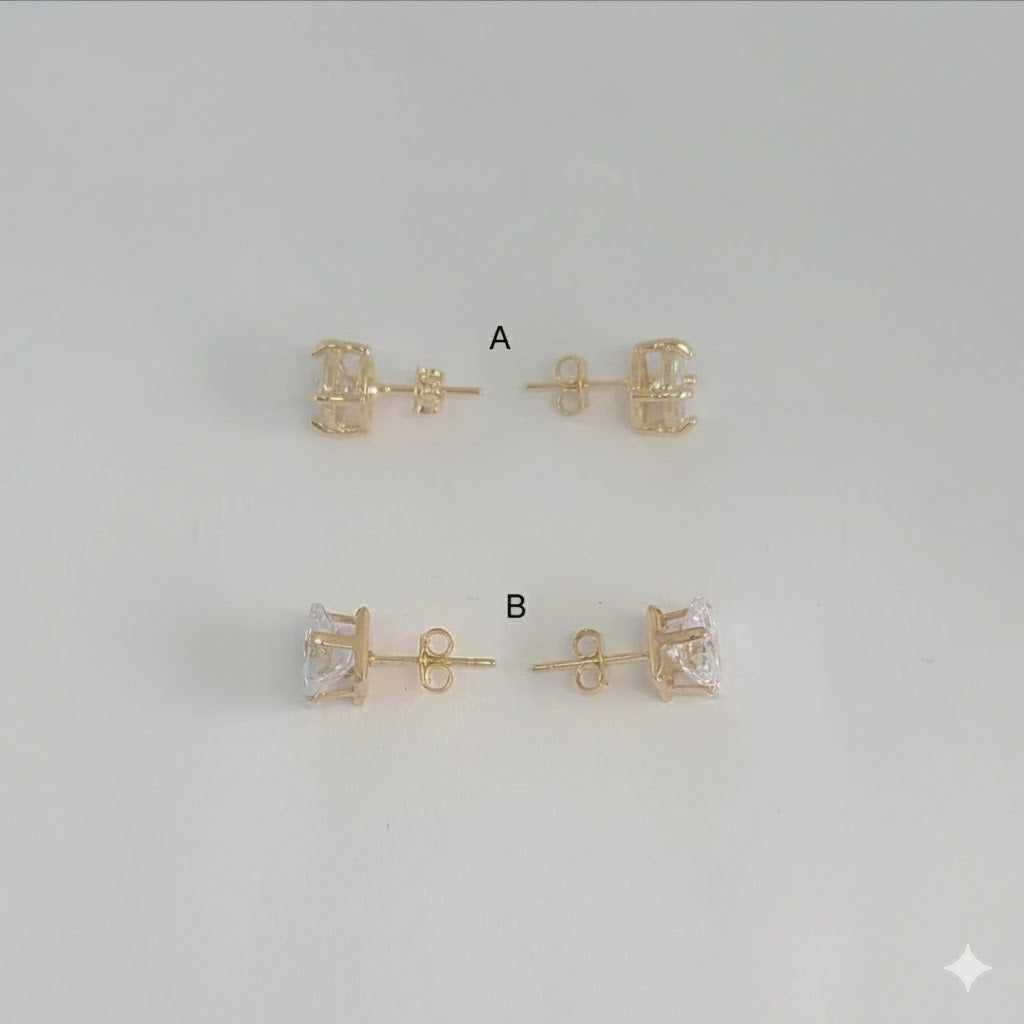 (1-1092) Pendientes de circonita laminada en oro - BGF