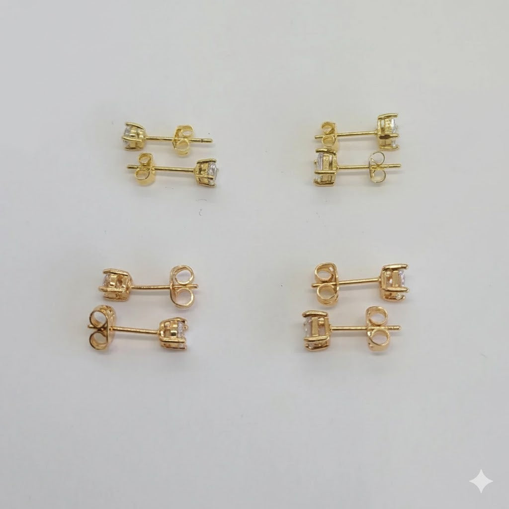 (1-1080) Pendientes de circonita laminada en oro - BGO