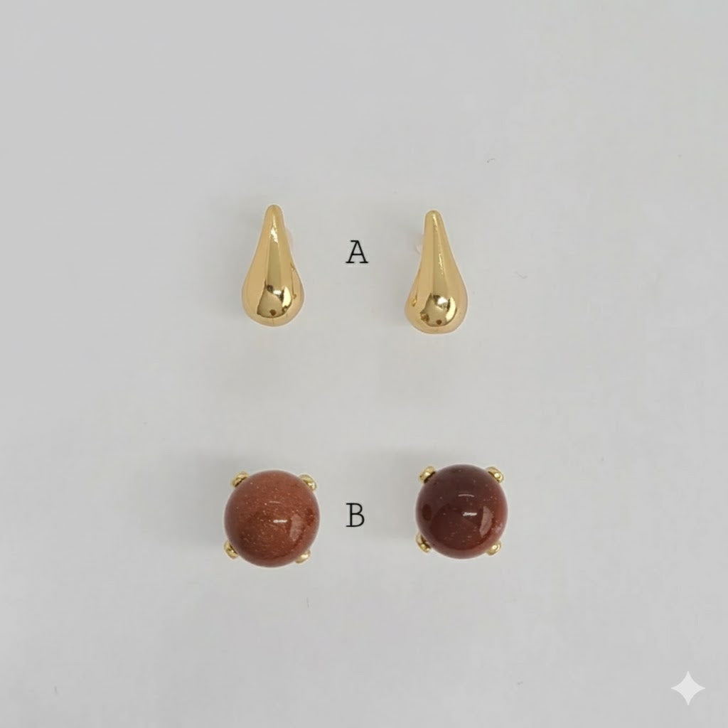 (1-1072-1) Pendientes de oro laminado - BGO