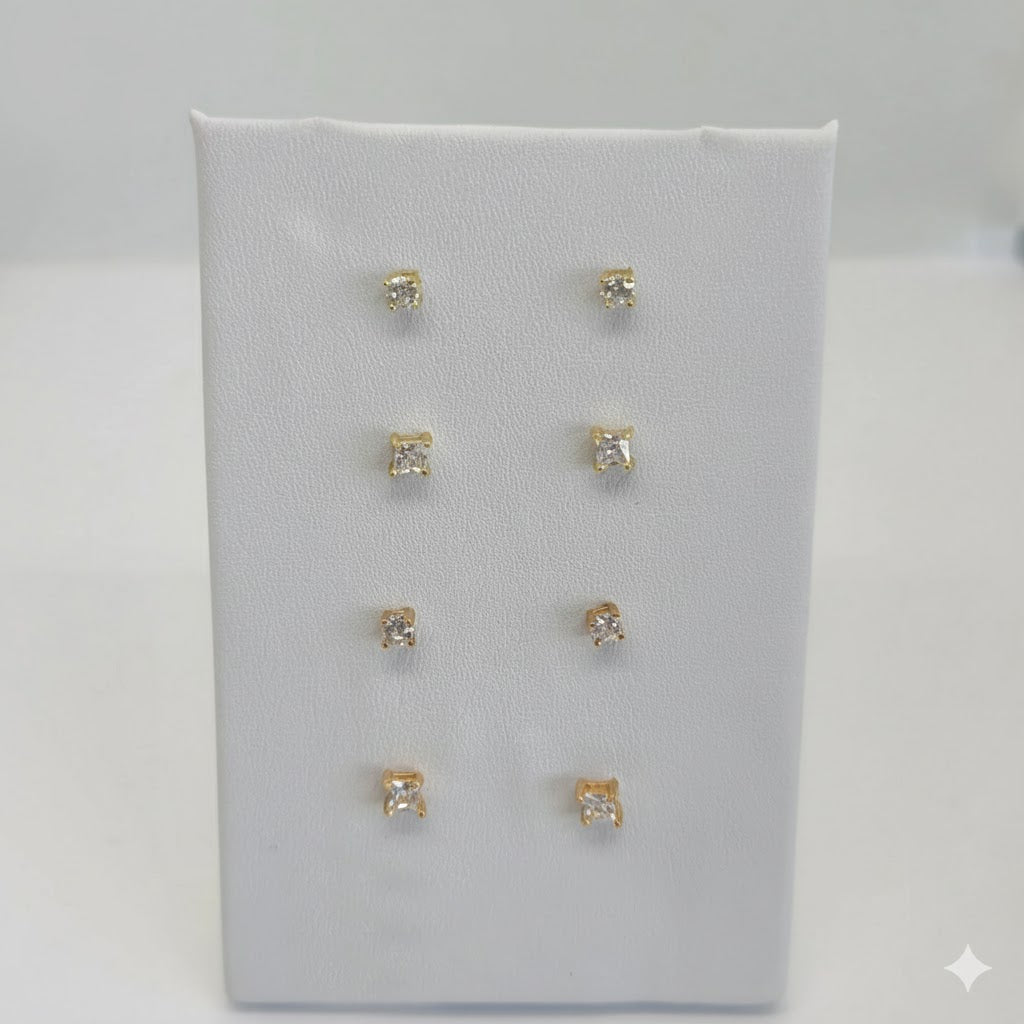 (1-1079) Pendientes de circonita laminada en oro - BGO