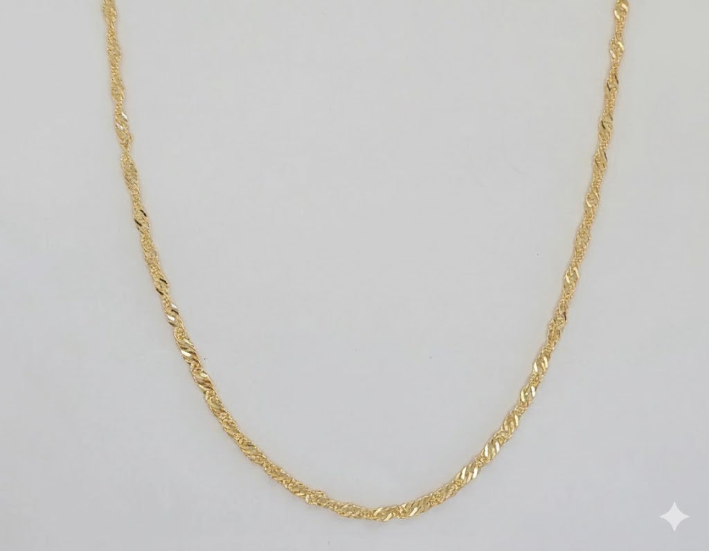 (1-1742) Cadena de eslabones Singapur laminados en oro de 2 mm - BGF