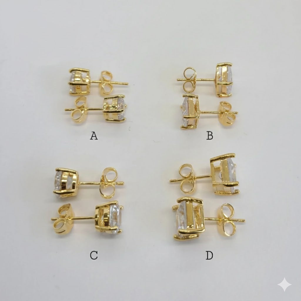 (1-1083) Pendientes de circonita laminada en oro - BGO