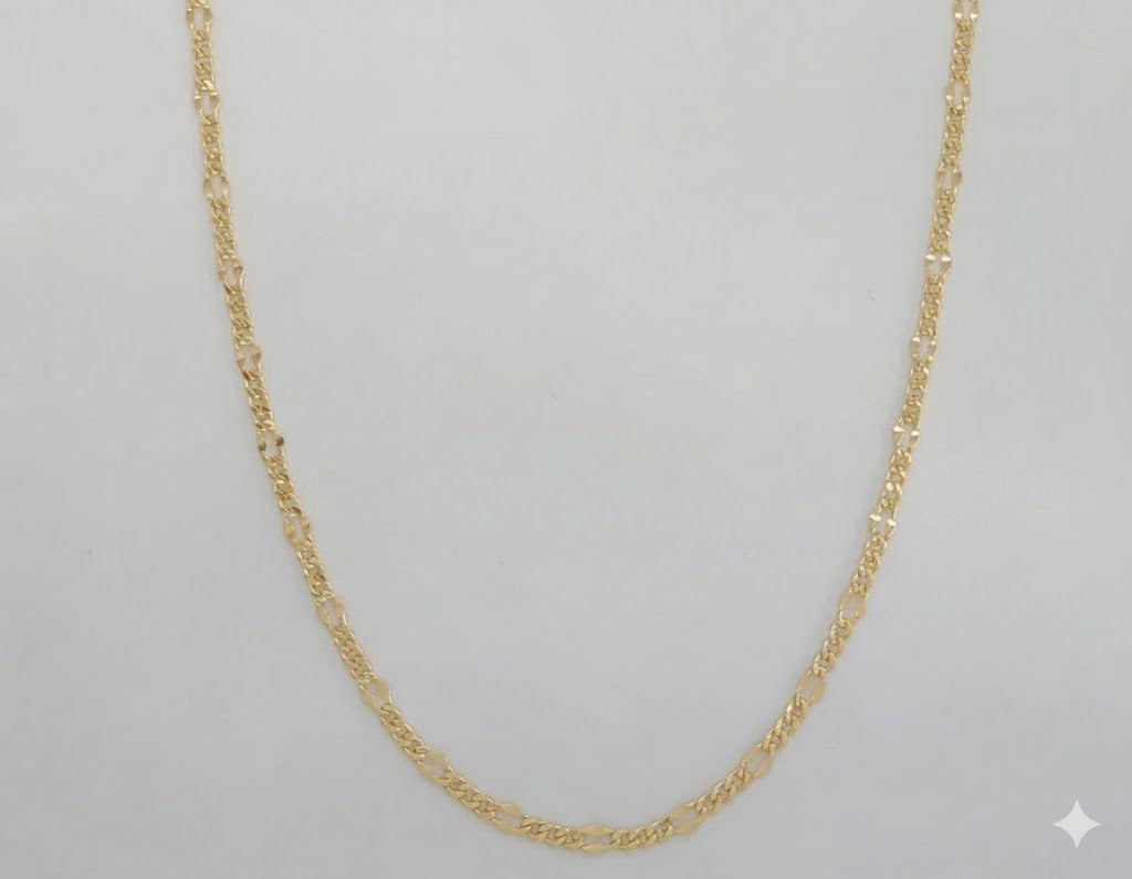 (1-1757) Laminado dorado - Cadena de eslabones Figaro de 3 mm - BGF