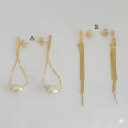 (1-1223-1) Laminado de Oro - Pendientes Largos - BGF