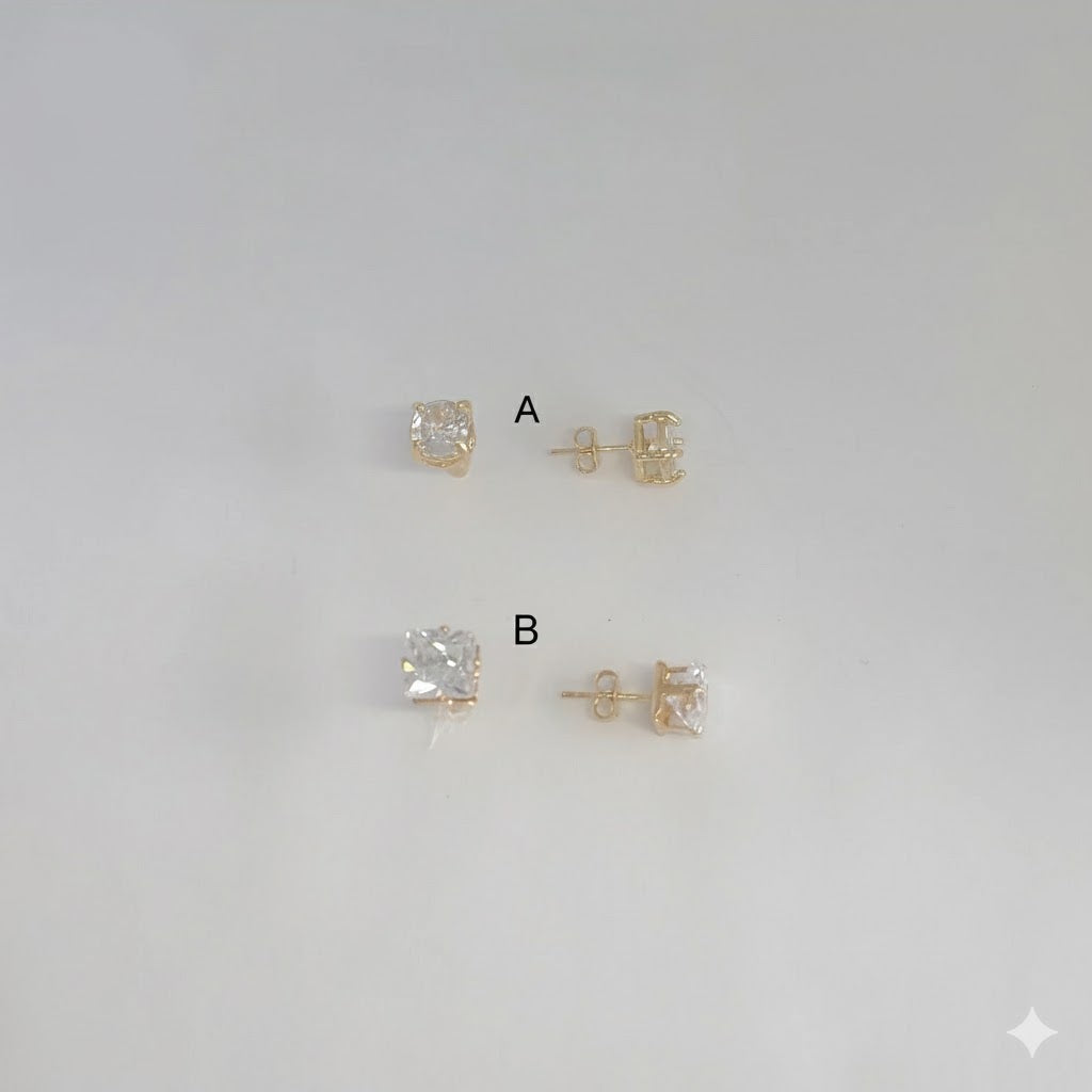 (1-1092) Pendientes de circonita laminada en oro - BGF