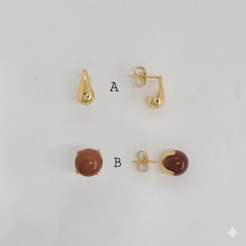 (1-1072-1) Pendientes de oro laminado - BGO