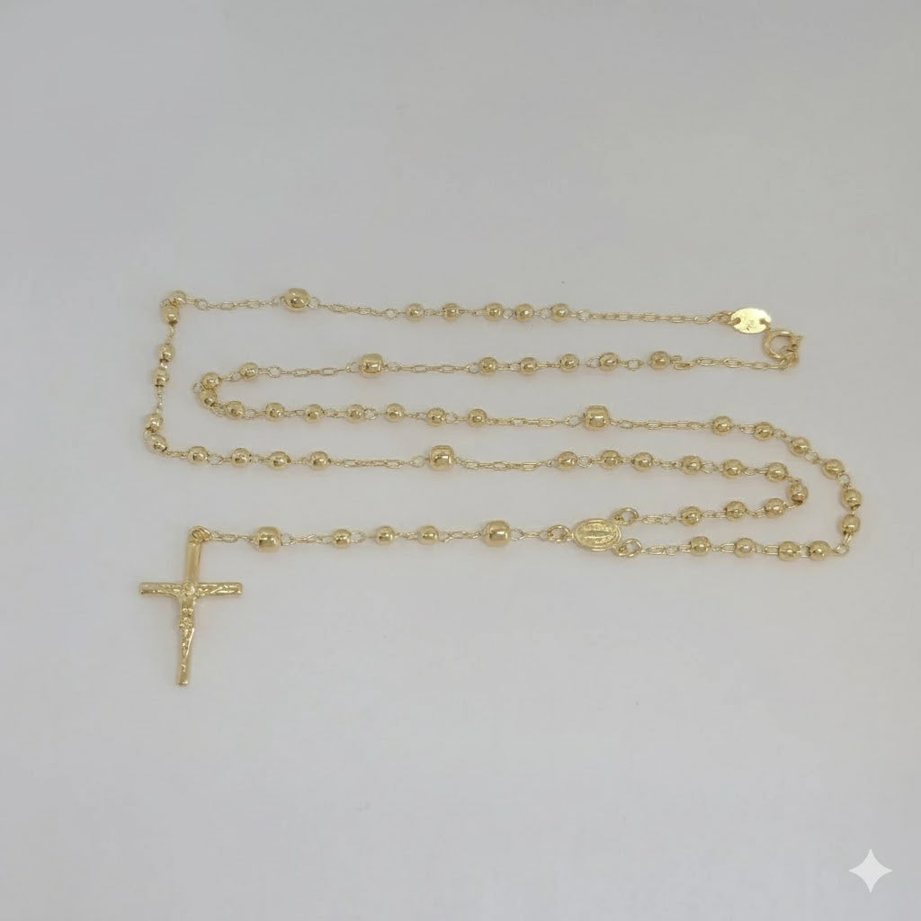 (1-3310-1) Gold Laminate - 4.5mm Miraculous Virgin Rosary Necklace - 24" - BGF