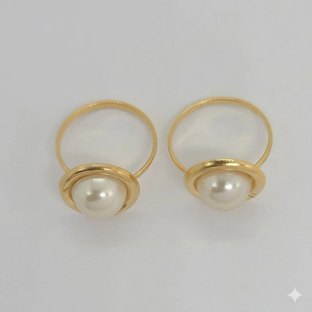 (1-3014-1) Anillo de perla laminado en oro - BGF