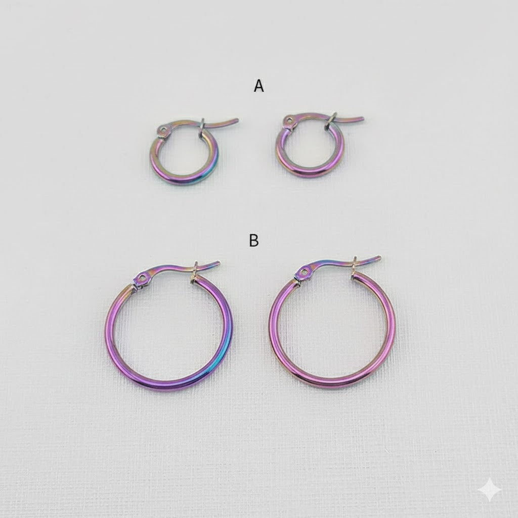 (4-2203) Stainless Steel - Rainbow Anodized Hoops.