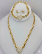 (1-6210) Gold Laminate - 6.5mm Curb Link Zircon Heart Set - BGO