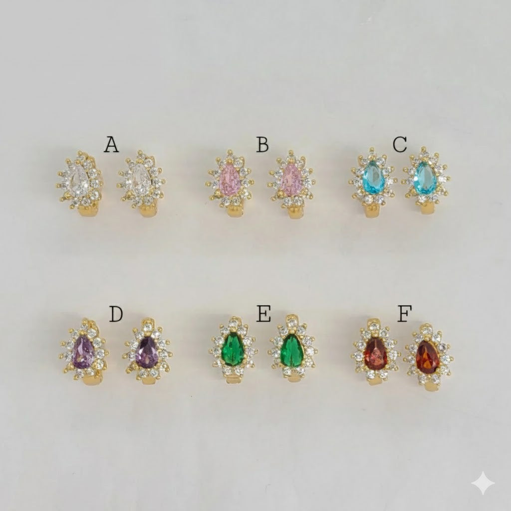 (1-2630-1) Laminado dorado - Huggies de circonita - BGO