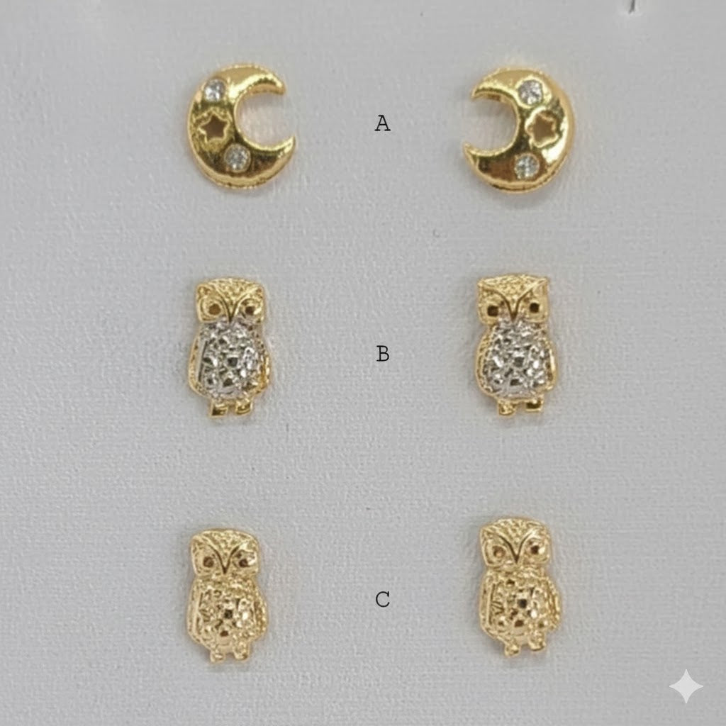 (1-1125) Laminado de Oro - Pendientes de Botón - BGF