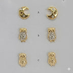 (1-1125) Laminado de Oro - Pendientes de Botón - BGF