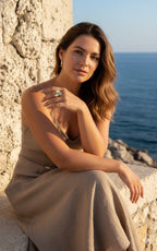 Anillo ajustable de 4 direcciones relleno de oro de 18 k con circonita cúbica y patrón de extremo abovedado