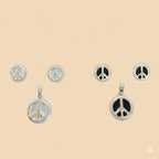 (2-6511) Plata de ley 925 - Juego de símbolo de la paz.