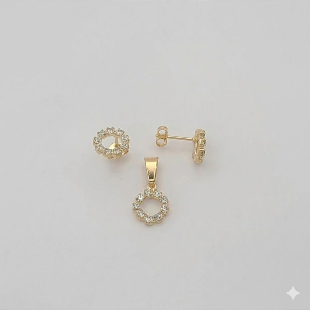 (1-6463) Laminado de oro - Conjunto redondo de circón - BGF