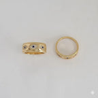 (1-3007-3) Anillo de mal de ojo laminado en oro - BGF