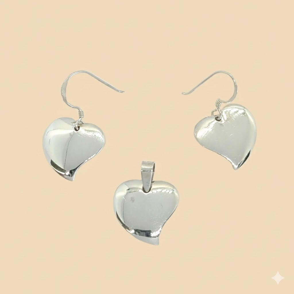 (2-6571) Plata de Ley 925 - Conjunto Corazón.