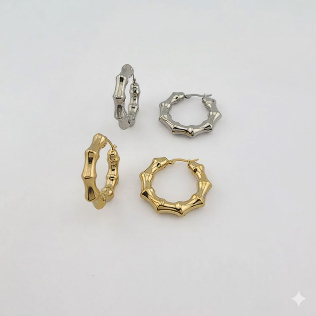 (4-2178) Stainless Steel - Bamboo Hoops.