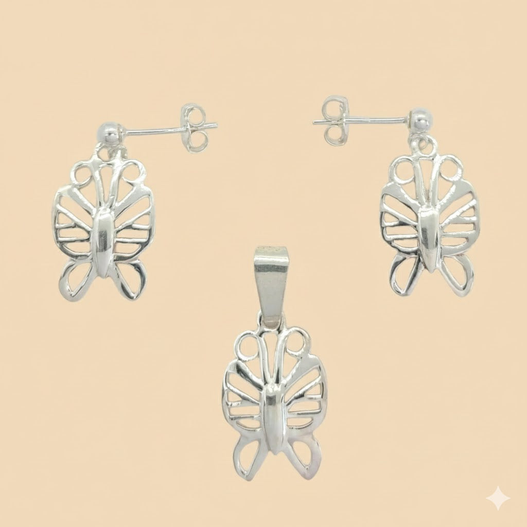 (2-6706) Plata de ley 925 - Conjunto de mariposas