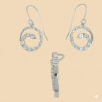 (2-6318) Plata de ley 925 - Conjunto de círculo de circonitas.