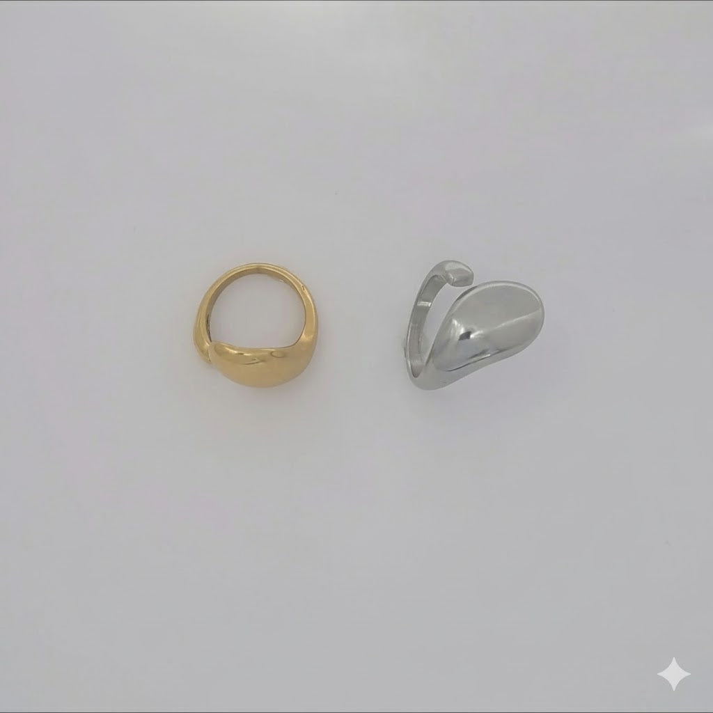 (4-0007) Stainless Steel - Open Teardrop Ring.