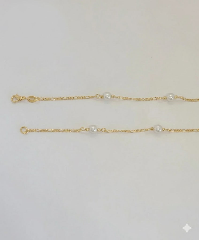 (1-3902-D) Collar de perlas de 6 mm laminadas en oro - BGF