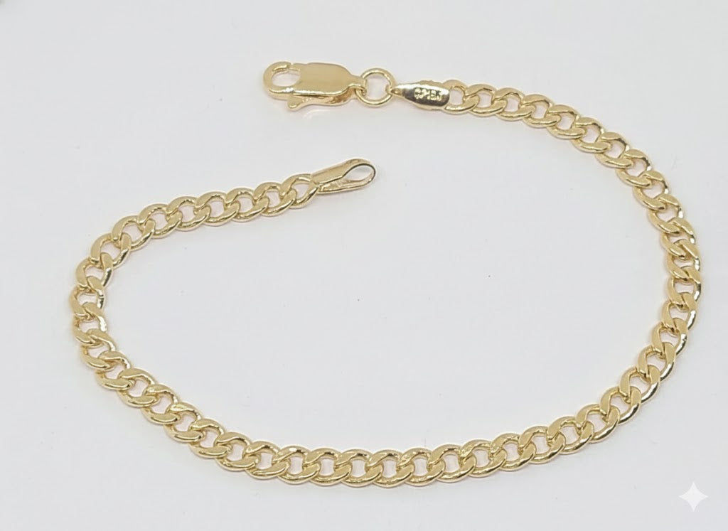 (1-0403) Pulsera de eslabones curvos de 4 mm laminados en oro - BGF
