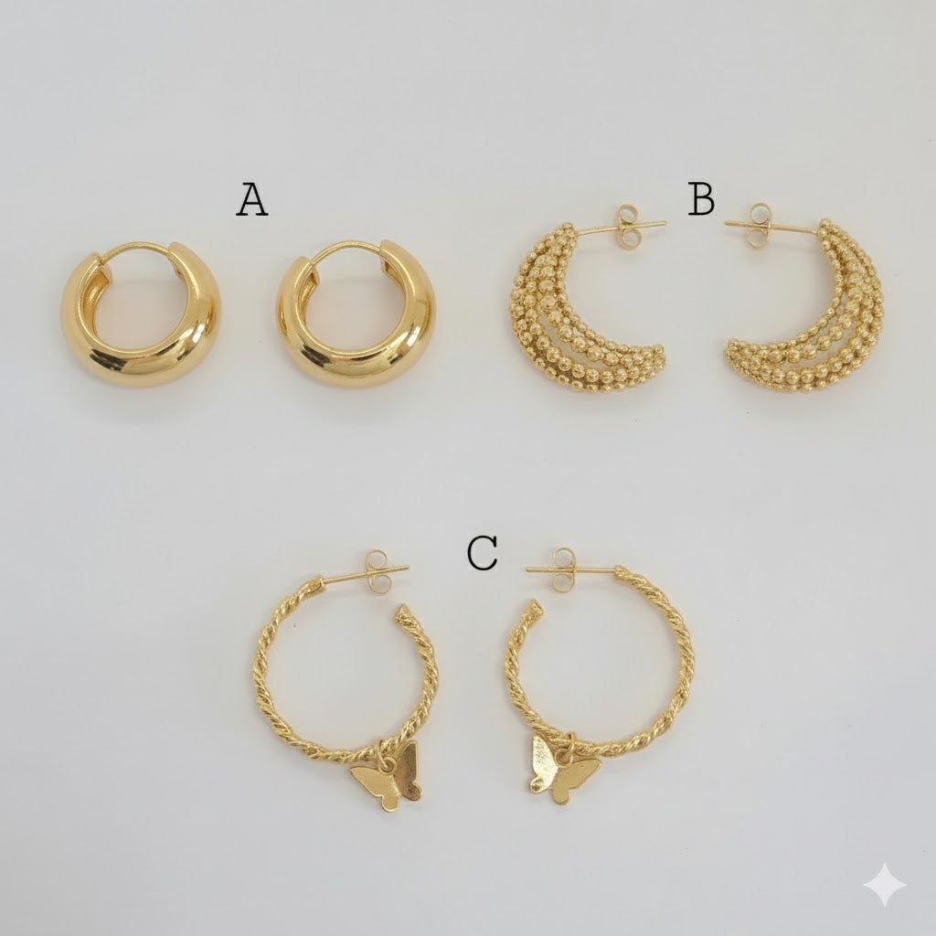 (4-2108) Stainless Steel - Chunky Half Hoops.