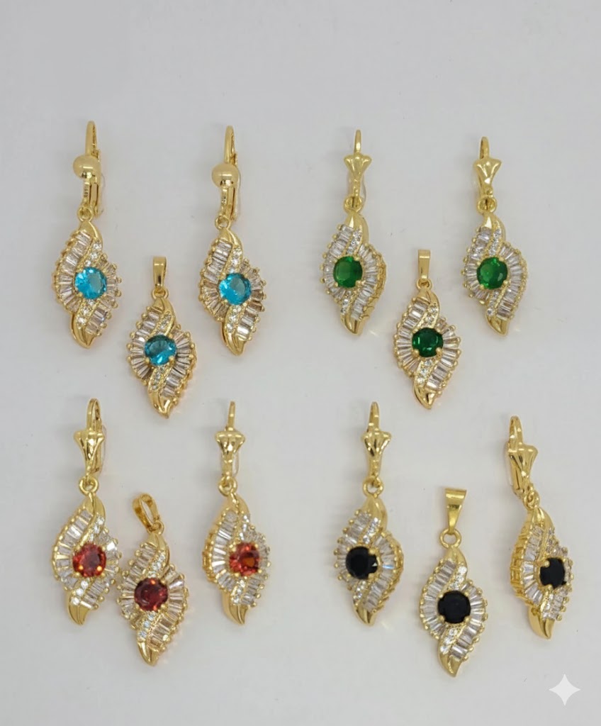 (1-6455) Laminado de oro - Juego de circón - BGO