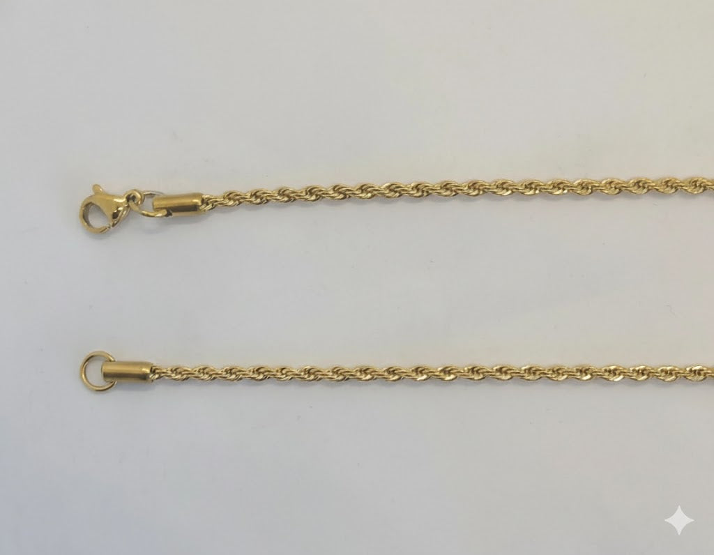 (4-3212) Stainless Steel - 2mm Rope Link Chain - 20"