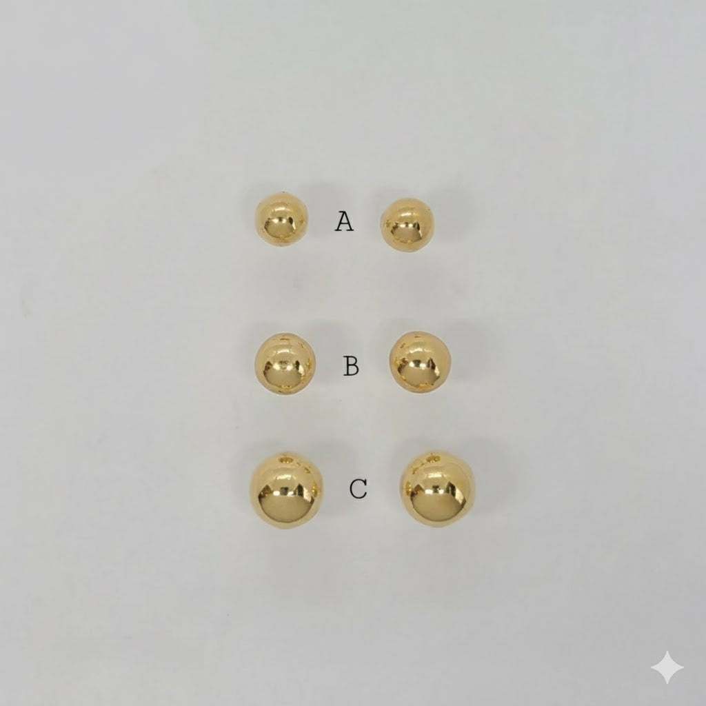 (1-1072) Laminado de oro - Pendientes de media bola - BGF