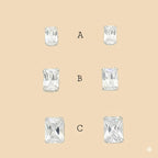 (2-3034) 925 Sterling Silver - Square Zircon Stud Earrings.