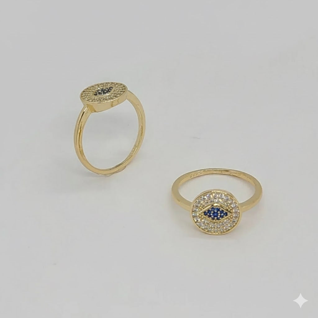 (1-3071-1) Anillo de mal de ojo laminado en oro - BGF
