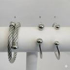 (4-5064) Acero Inoxidable - Brazalete Abierto con Bolas.