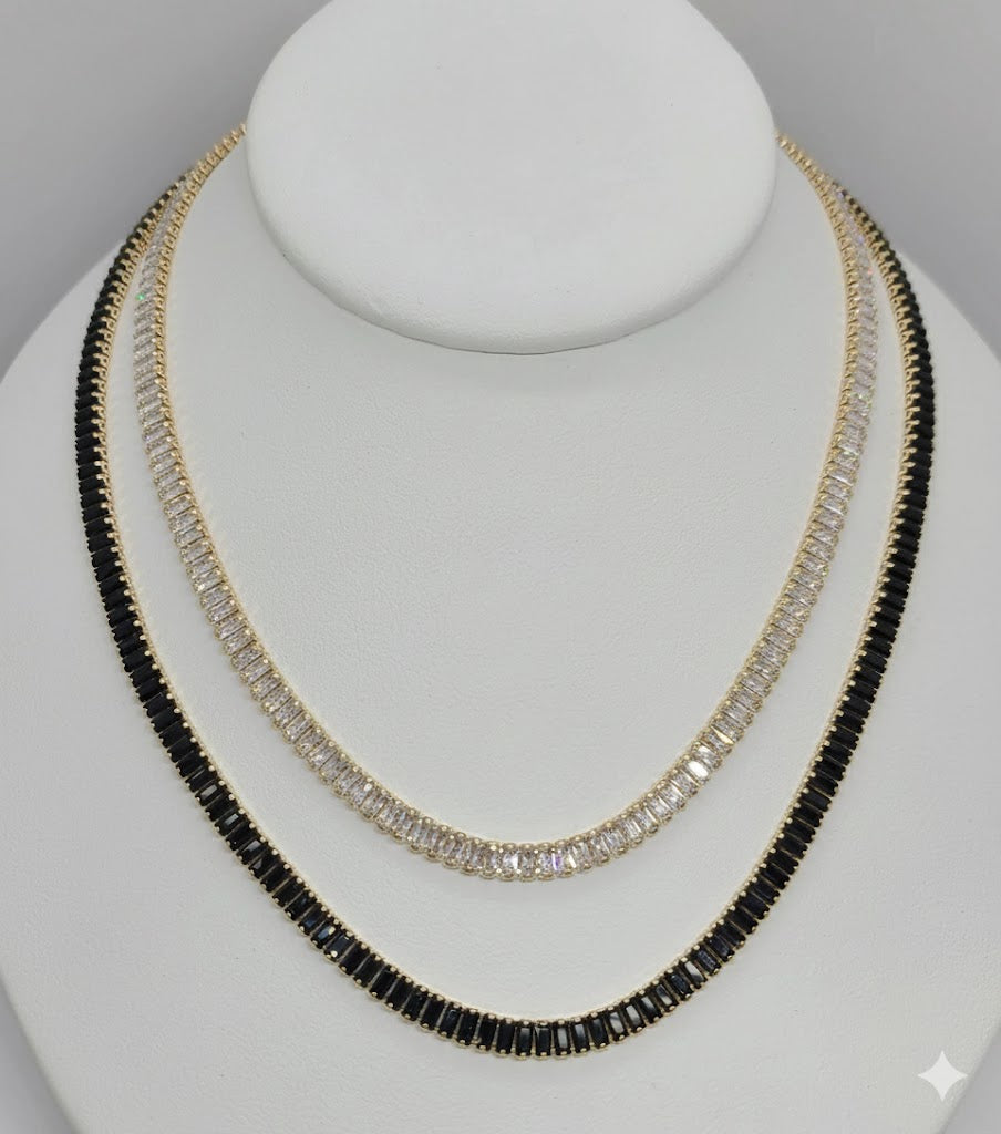 (1-6198) Laminado de oro - Collar de circonitas de eternidad - BGF