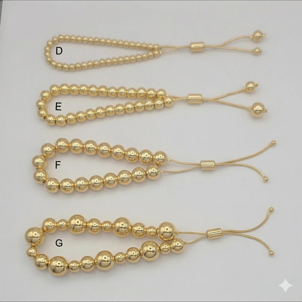 (MBRA-11) Pulseras de bolas laminadas en oro - BGF