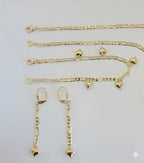 (1-6194) Laminado dorado - Cadena Figaro con dijes de corazón - BGO