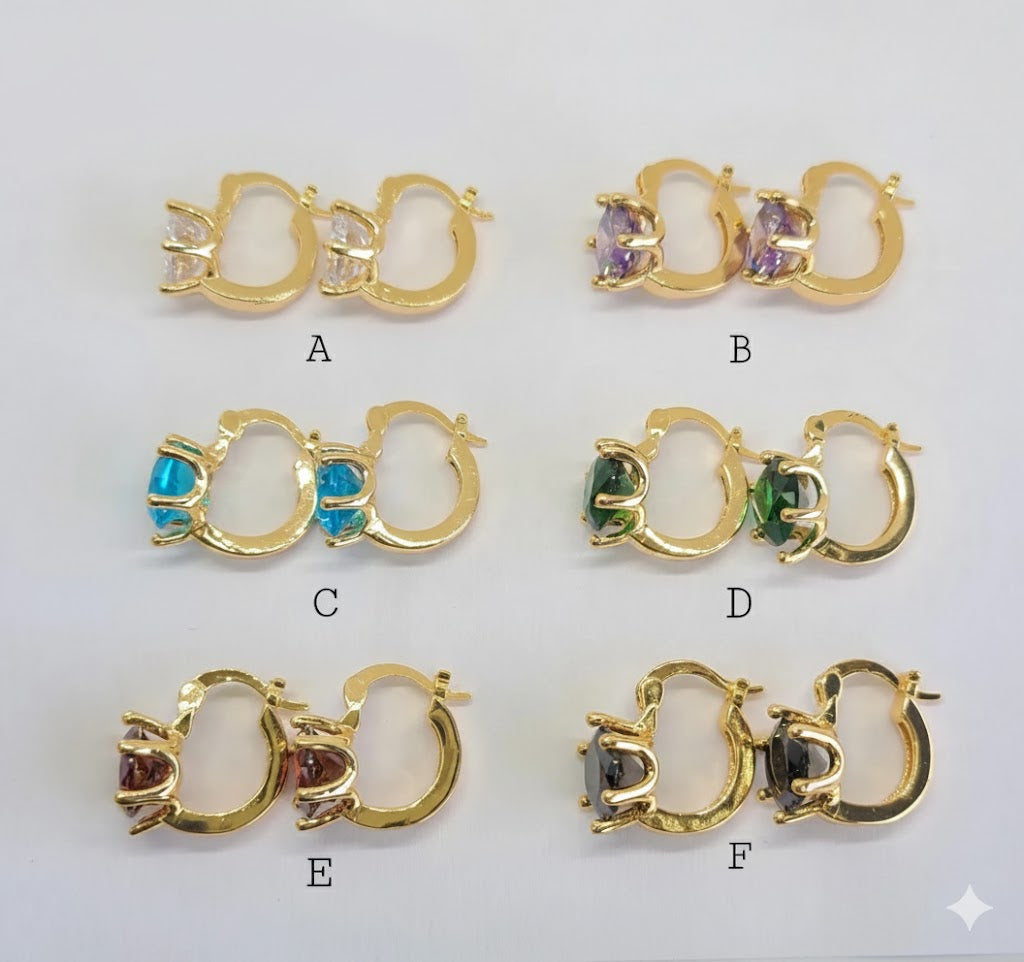 (1-2651) Laminado Dorado - Aros de Circonitas Multicolor - BGO