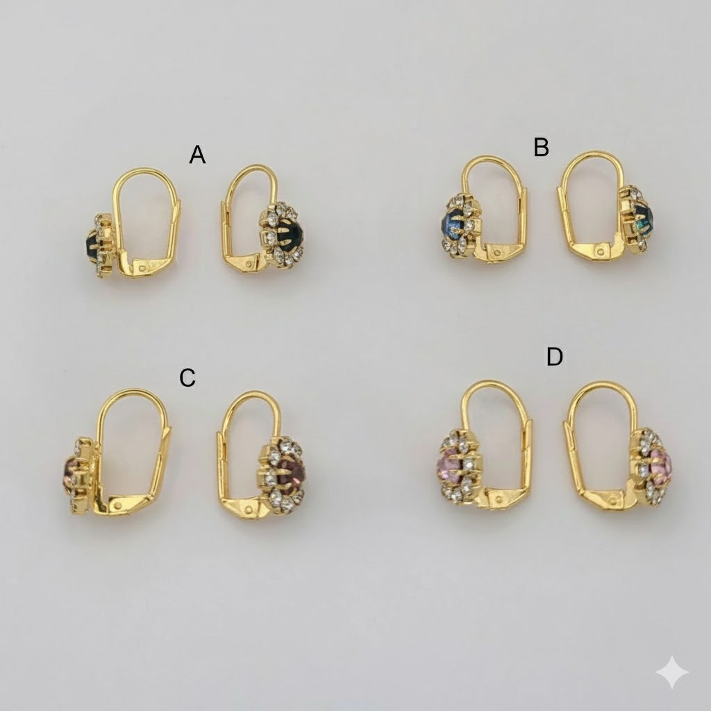 (1-1165) Laminado de Oro - Pendientes de Flores - BGO