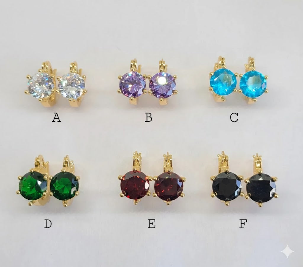 (1-2651) Laminado Dorado - Aros de Circonitas Multicolor - BGO