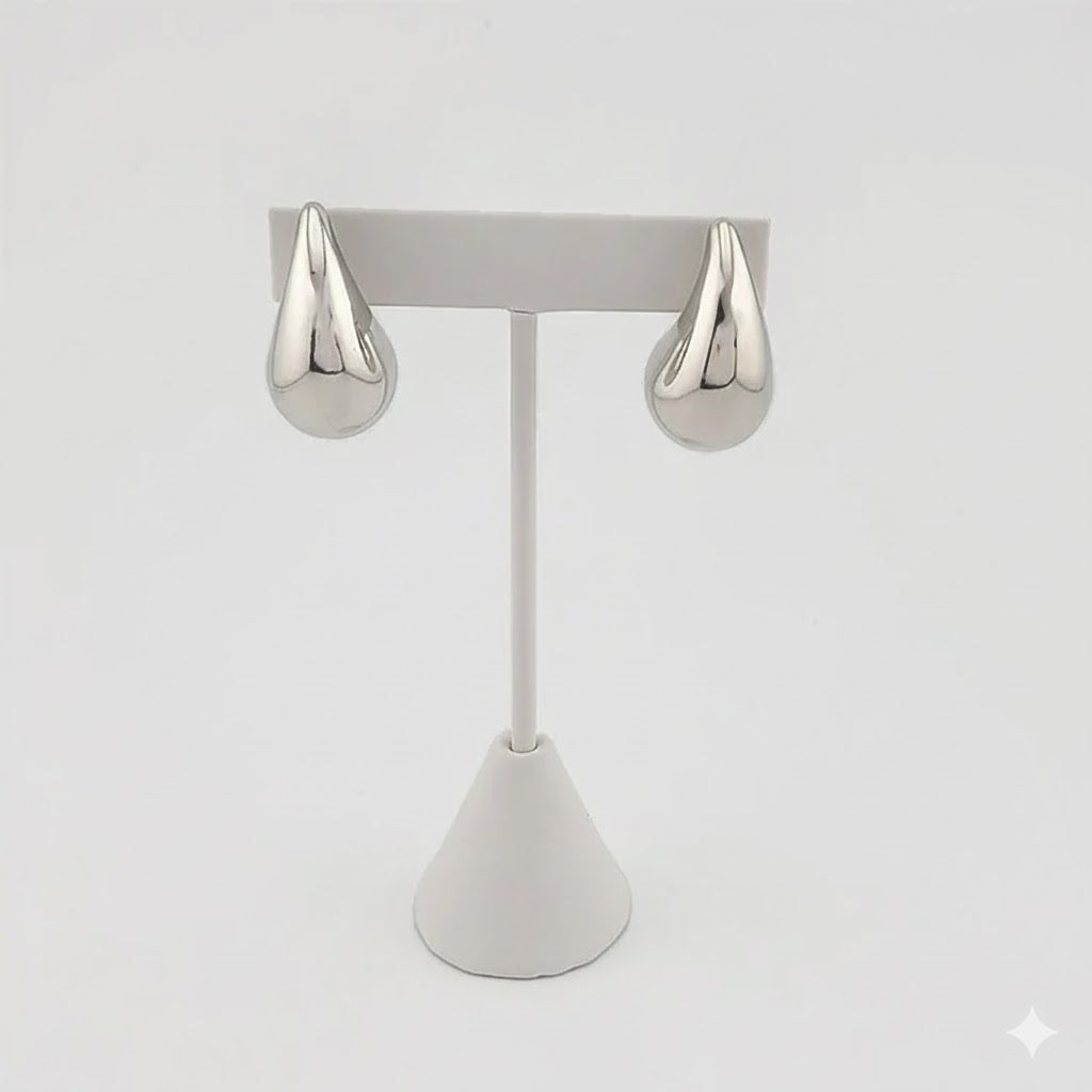 (4-2143) Stainless Steel - Chunky Teardrop Earrings.