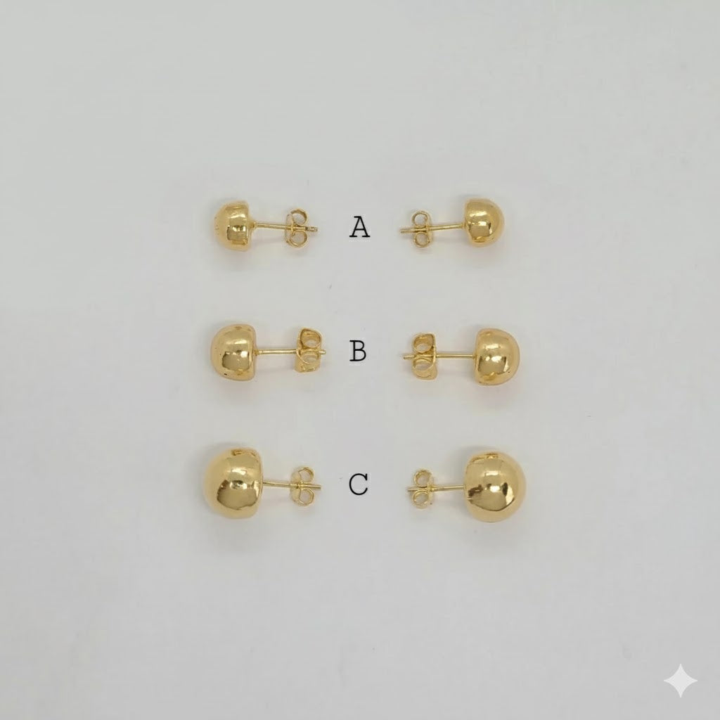 (1-1072) Laminado de oro - Pendientes de media bola - BGF