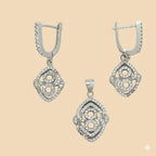 (2-6375) Conjunto Plata Ley 925 - Circonitas.