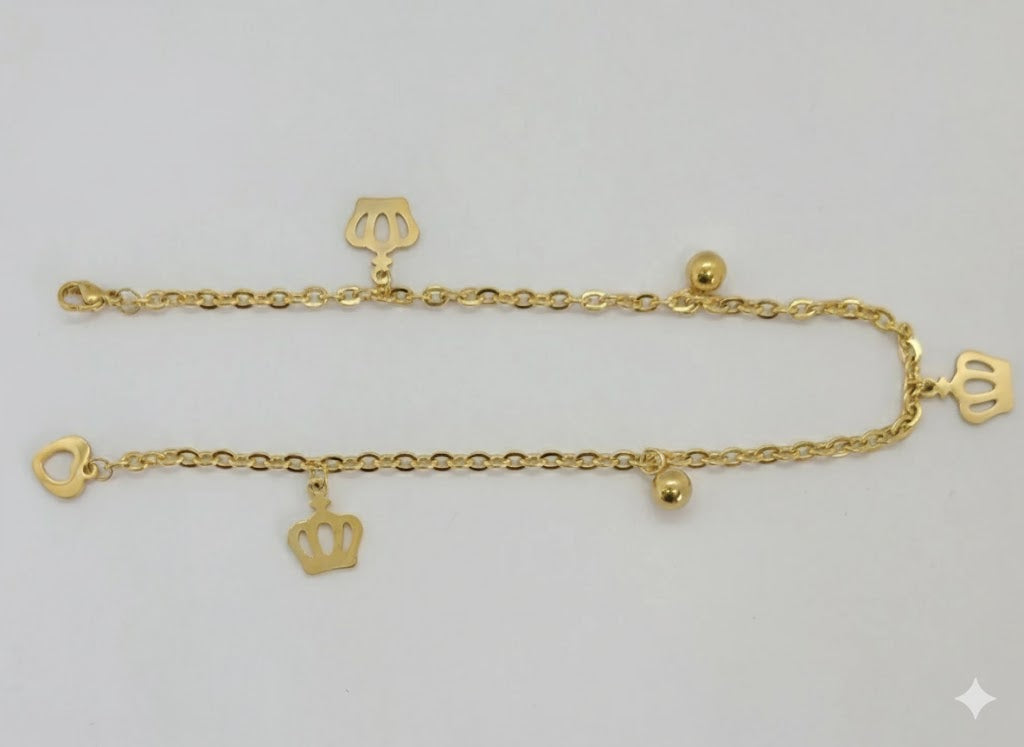 (4-3300) Stainless Steel - 2.5mm Rolo Link Charms Anklet - 10.5"