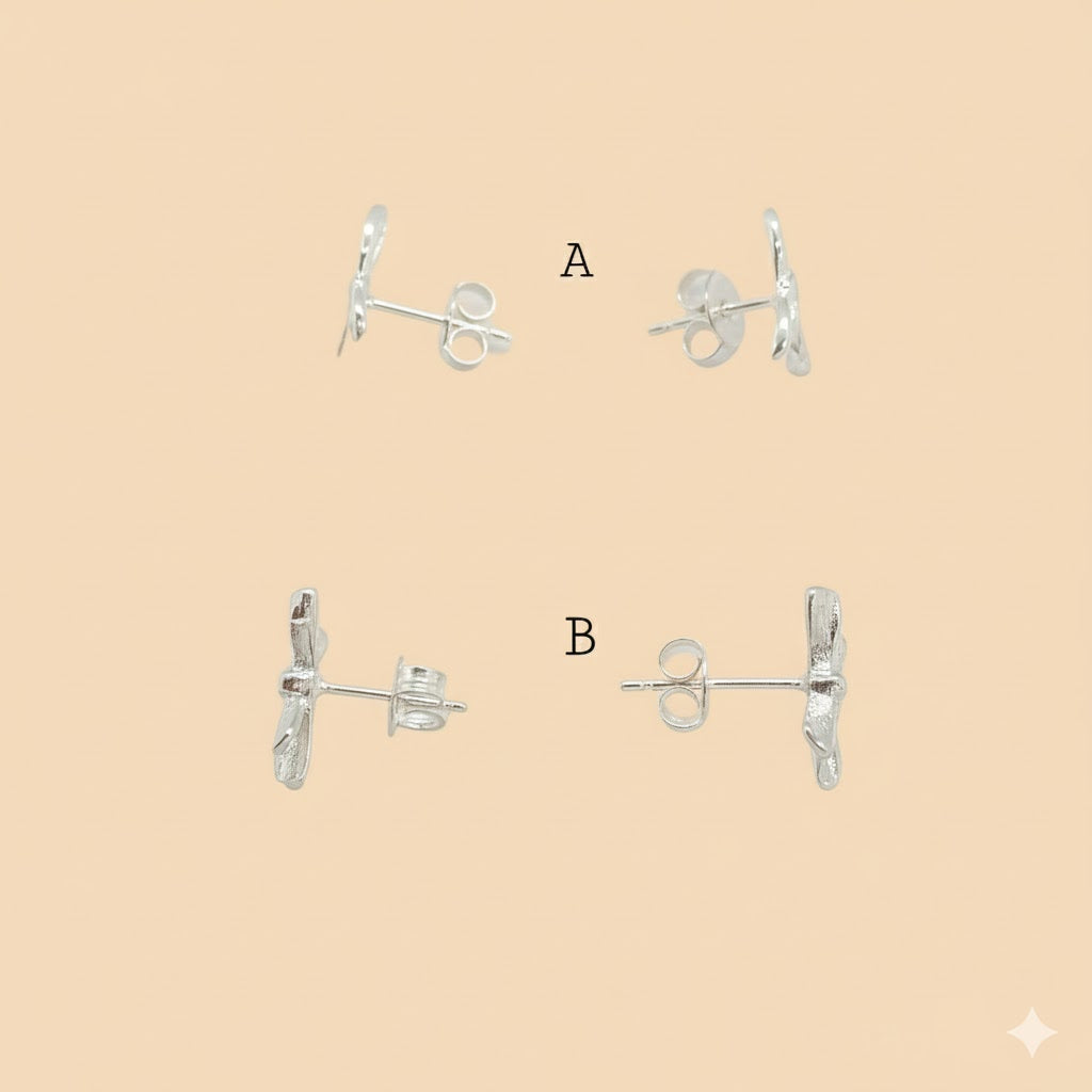 (2-3076) 925 Sterling Silver - Bow Stud Earrings.